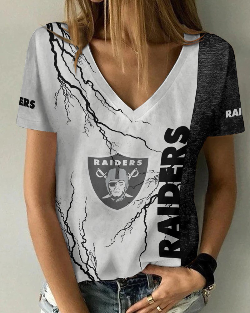 Sizing Chart for Las Vegas Raiders Summer V-neck Women T-shirt