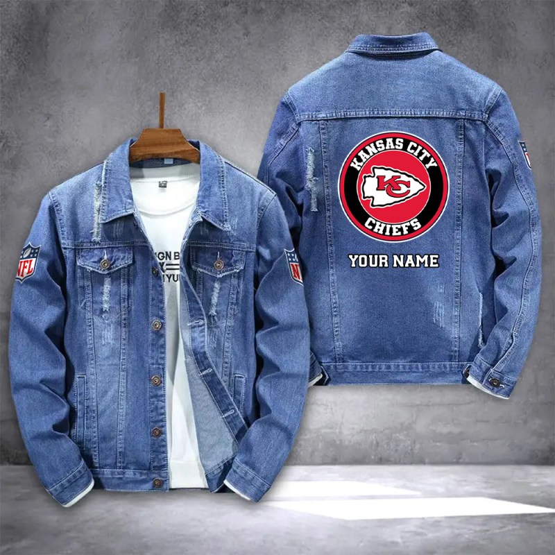 Kansas City Chiefs Denim Jacket Front View