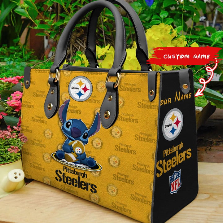 Pittsburgh Steelers Personalized Leather Hand Bag
