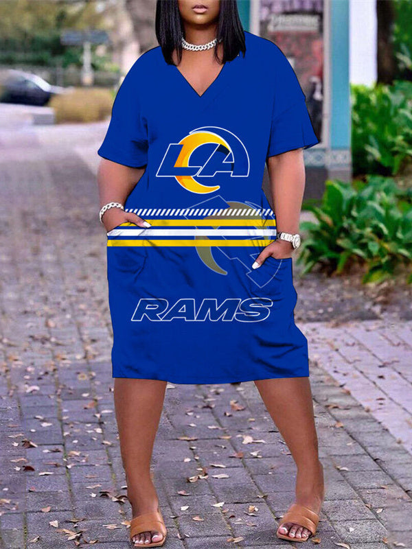 Los Angeles Rams V-neck Casual Pocket Dress