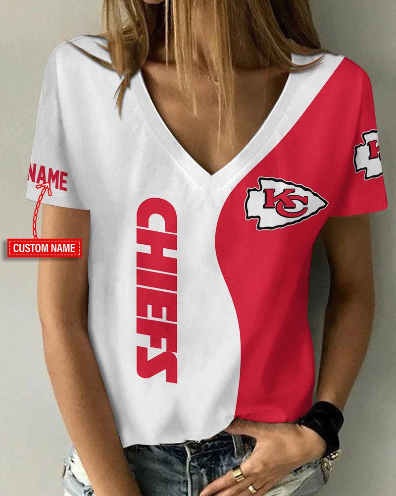 Kansas City Chiefs Personalized V-neck T-shirt