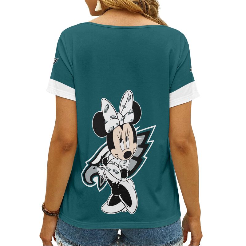 Philadelphia Eagles V-neck Women T-shirt back view