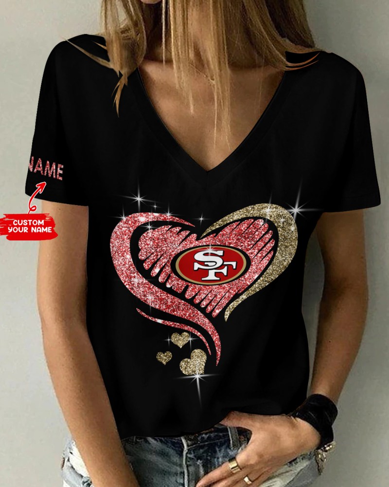 San Francisco 49ers Personalized V-neck T-shirt