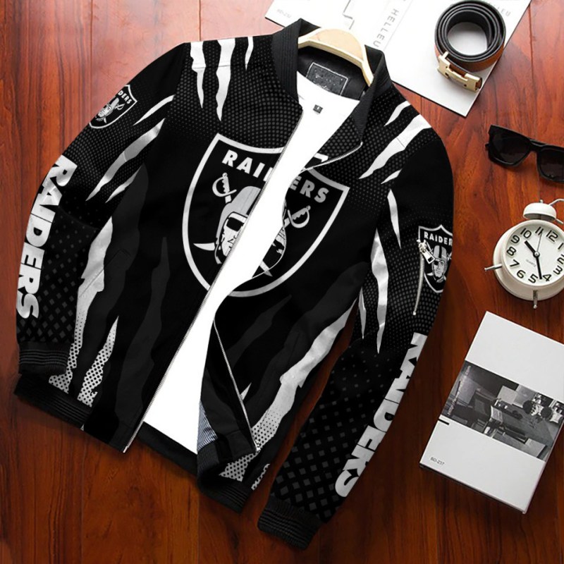 Las Vegas Raiders Personalized Bomber Jacket - Back View