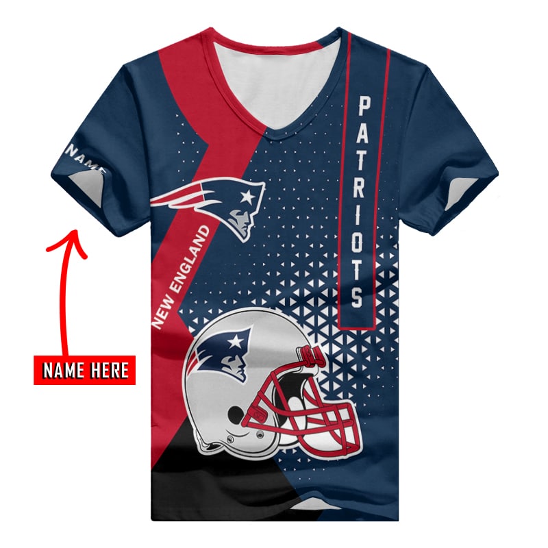 New England Patriots Personalized V-neck Women T-shirt