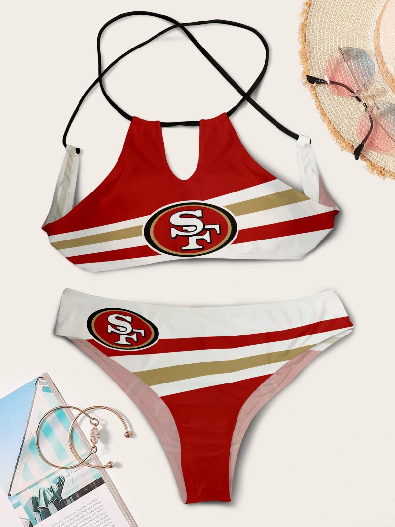 San Francisco 49ers Women's Cami Keyhole One-piece Swimsuit Image 3