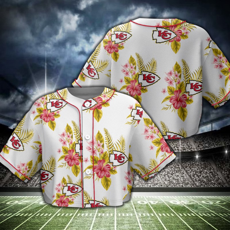 Kansas City Chiefs Crop Top Baseball Jersey