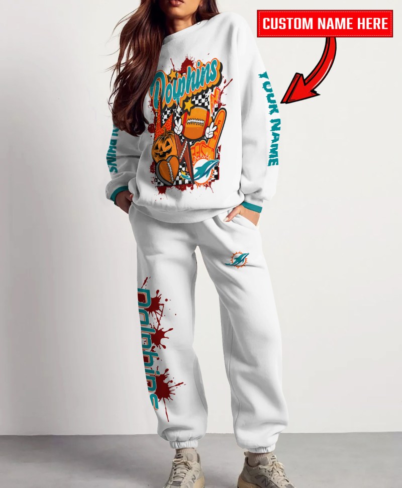 Miami Dolphins Halloween Collection Sweatshirt and Sweatpants Set