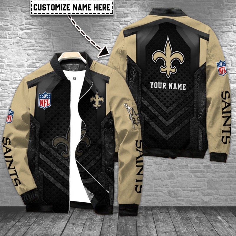 New Orleans Saints Personalized Bomber Jacket - Front View