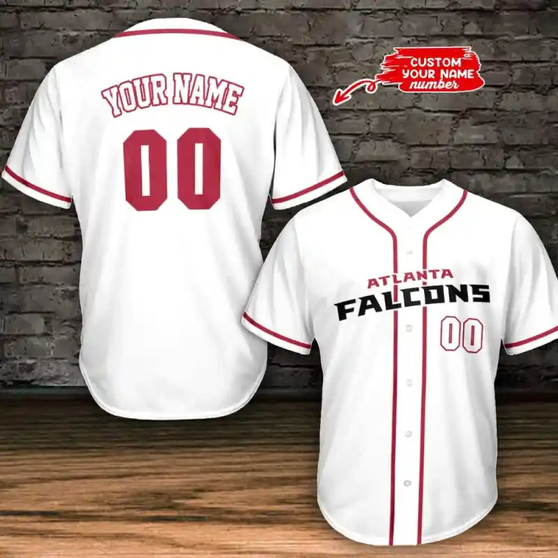Atlanta Falcons Personalized Baseball Jersey White