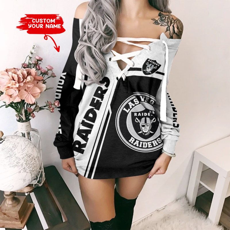 Custom Las Vegas Raiders Lace-Up Sweatshirt
