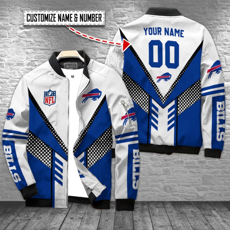 Buffalo Bills Personalized Bomber Jacket Front View