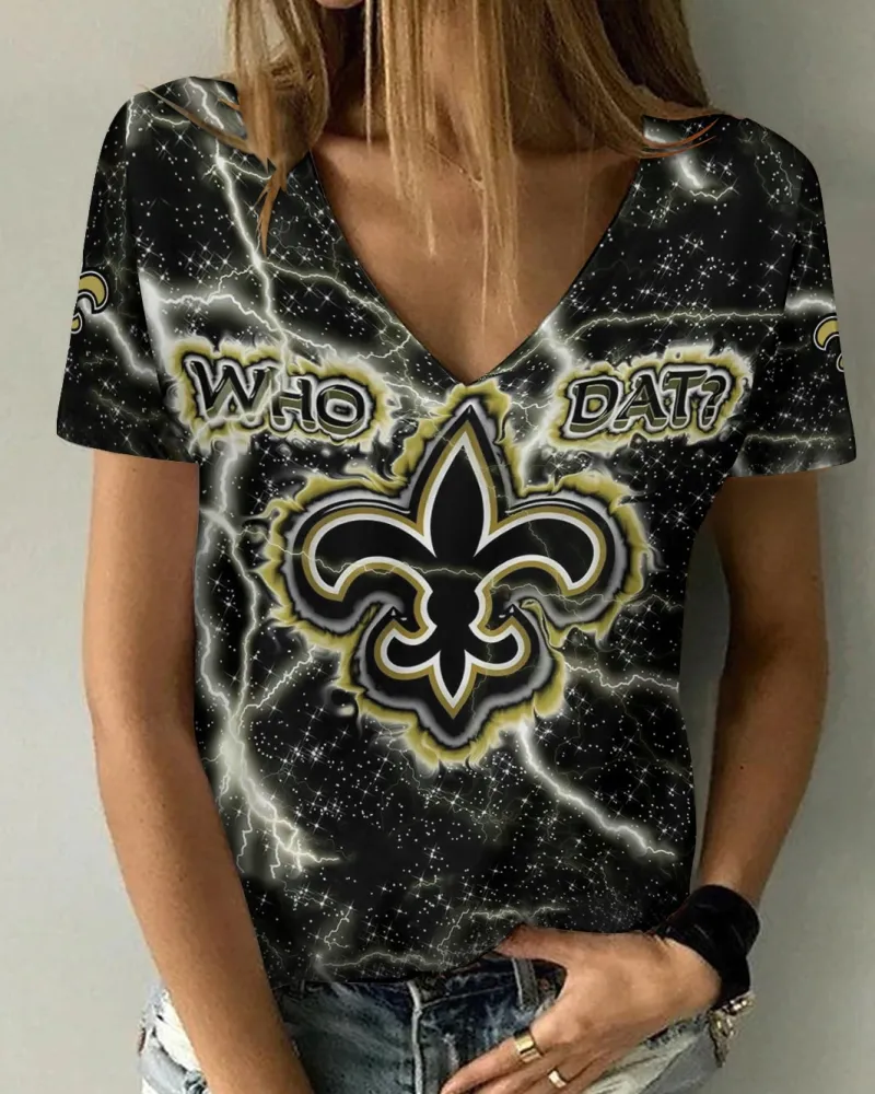 New Orleans Saints Personalized V-neck Women T-shirt