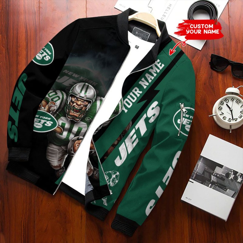 New York Jets Personalized Bomber Jacket Back