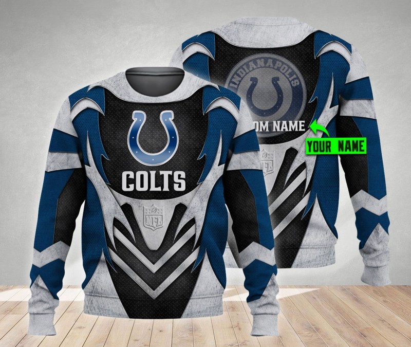 Indianapolis Colts Personalized Ugly Christmas Sweater Back View