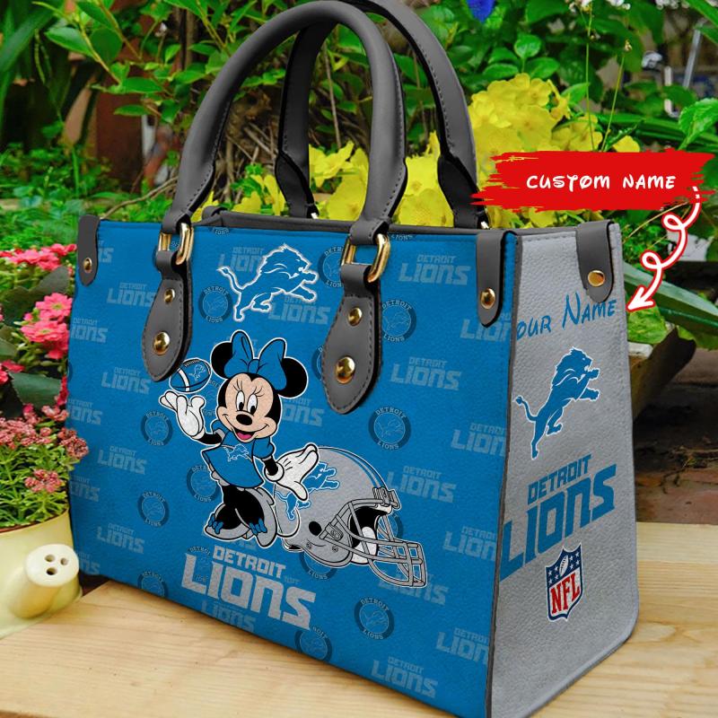 Detroit Lions Personalized Leather Hand Bag 1
