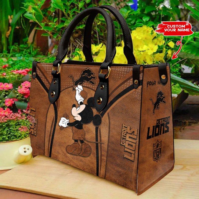 Detroit Lions Personalized Leather Hand Bag Image 1