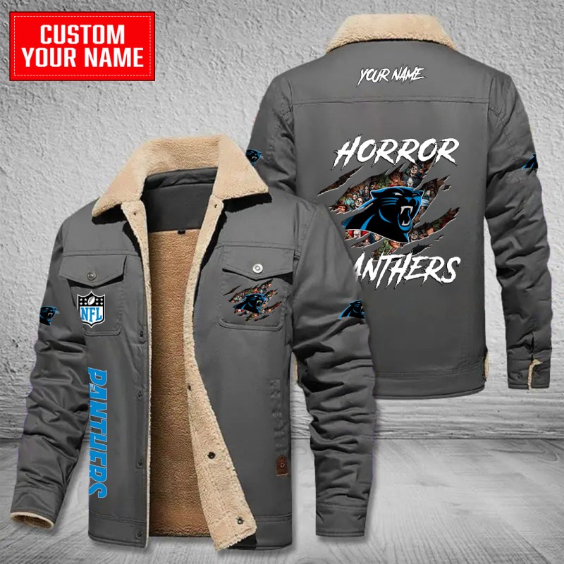 Carolina Panthers Bomber Jacket Gray