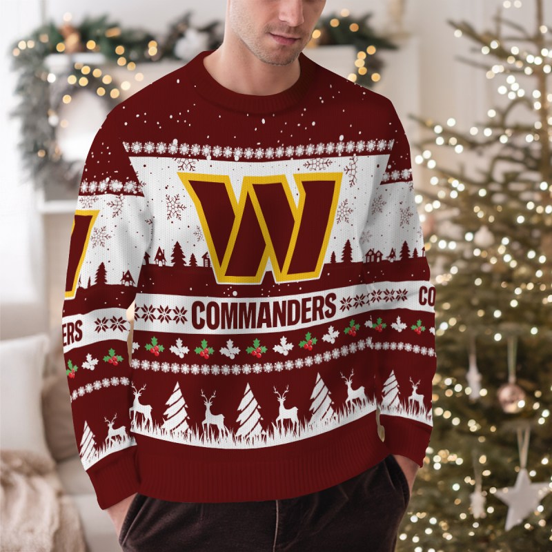 Washington Commanders Ugly Christmas Sweater Outdoor 1