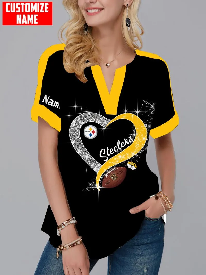 Pittsburgh Steelers Personalized Fashion Short Sleeve V-Neck Shirt