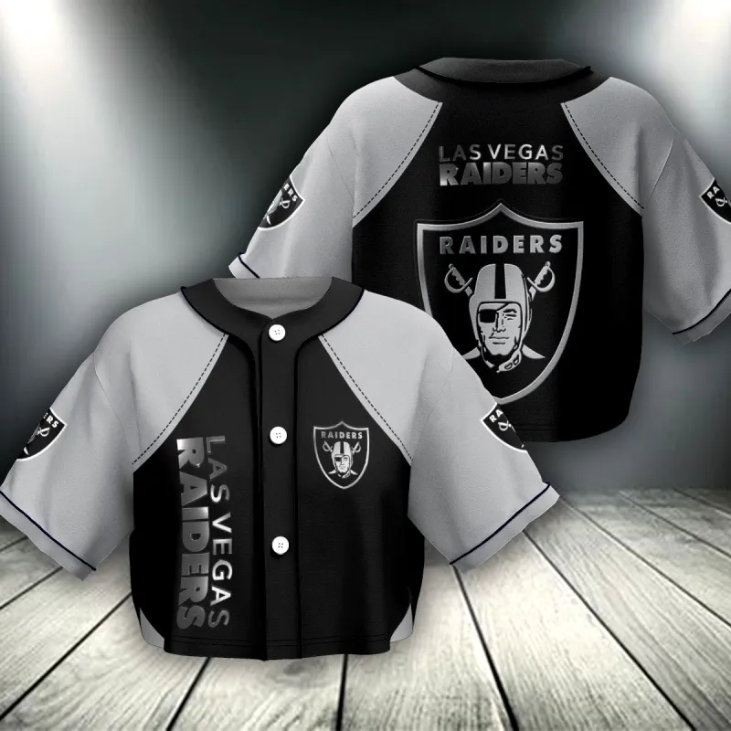 Las Vegas Raiders Crop Top Baseball Jersey Front