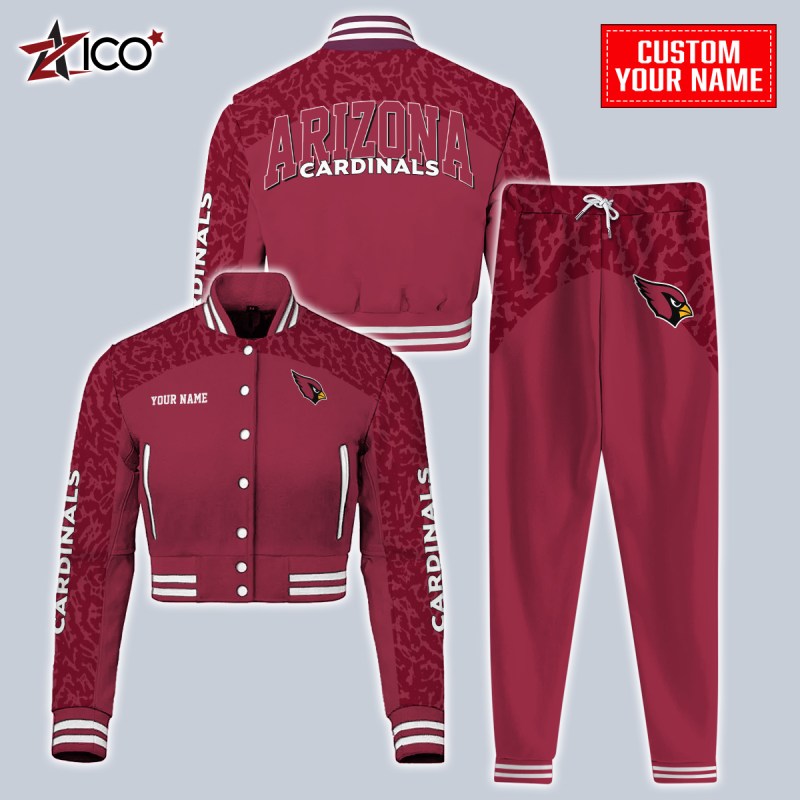 Arizona Cardinals Combo Crop Varsity Jacket And Sweatpants - Full View