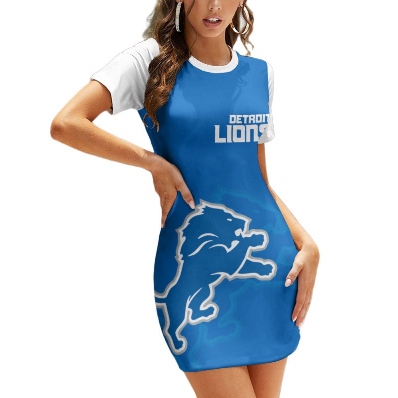 Detroit Lions Short Sleeve Bodycon Dress