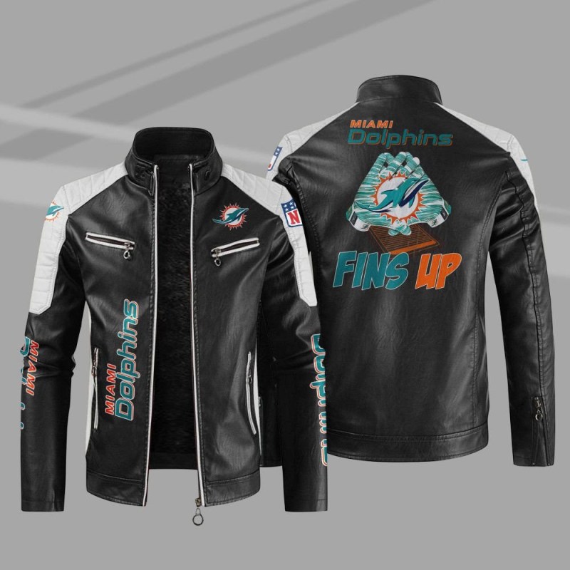 Miami Dolphins Leather Jacket Back View