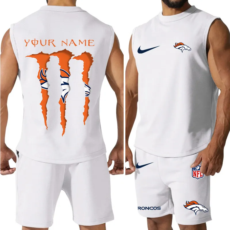 Denver Broncos Colorful Combo Men Jersey Tank Top and Shorts