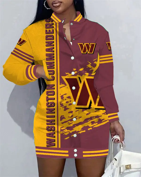 Washington Commanders Women Button Down Jacket Dress