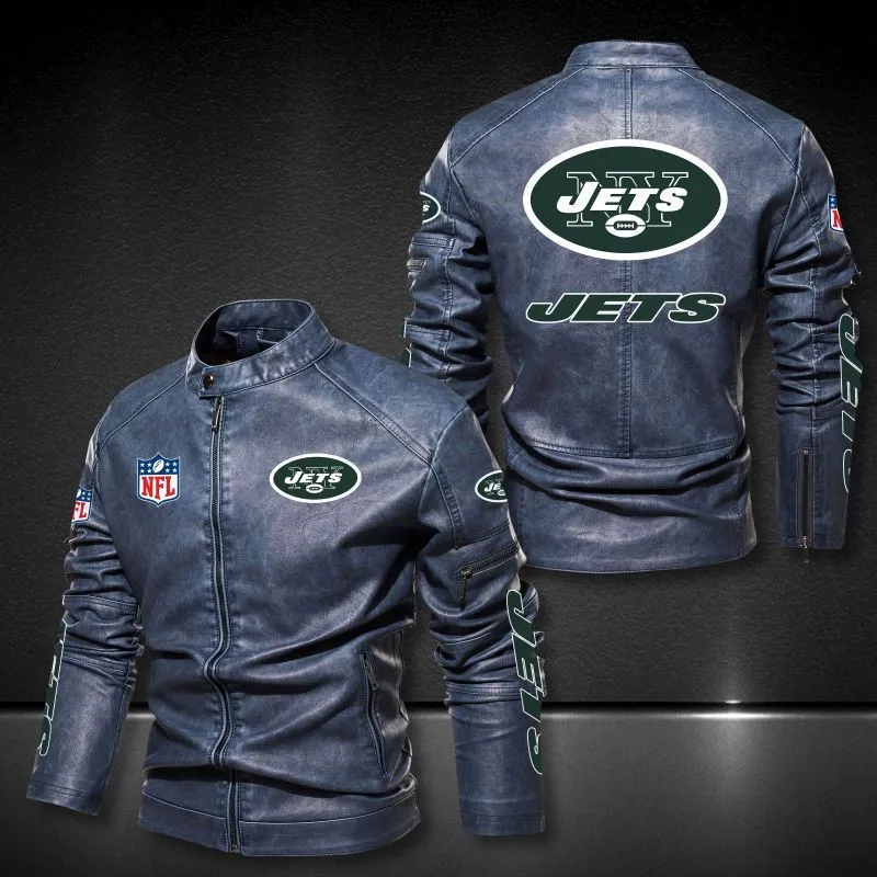 New York Jets Leather Jacket Front