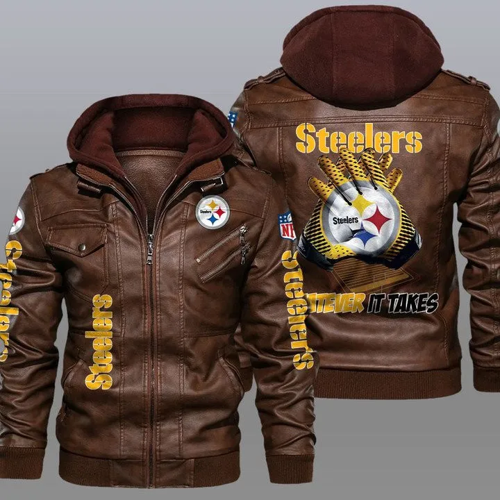 Pittsburgh Steelers Leather Jacket 27 - Side View