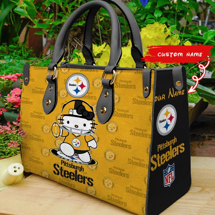 Pittsburgh Steelers Kitty Personalized Leather Hand Bag