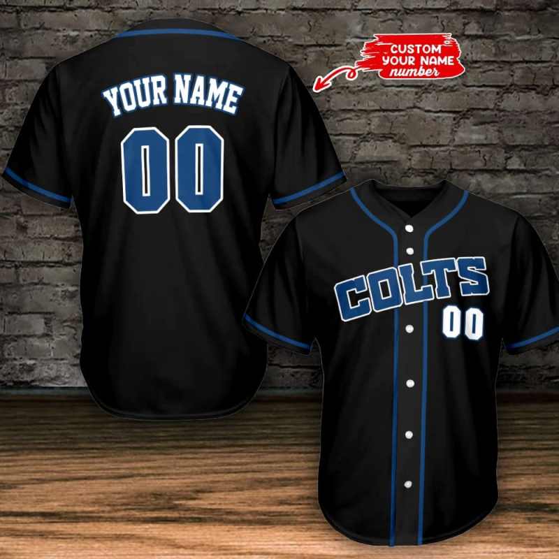 Indianapolis Colts Personalized Baseball Jersey Black