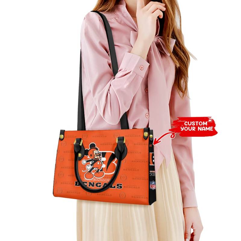 Cincinnati Bengals Personalized Leather Hand Bag BBLTHB272 - Image 1