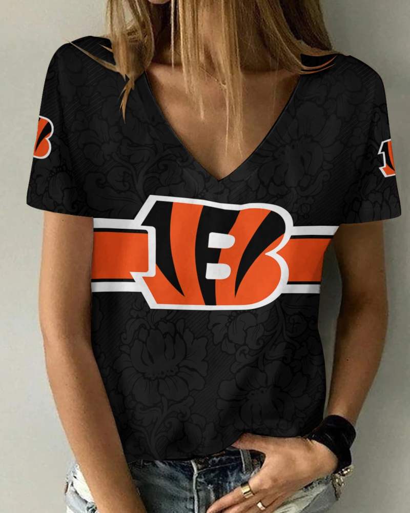 Cincinnati Bengals V-neck Women T-shirt front view