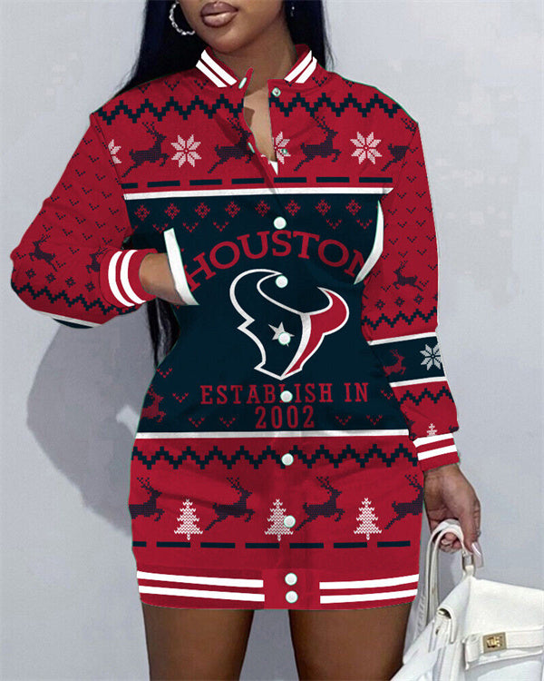 Houston Texans Women Button Down Jacket Dress