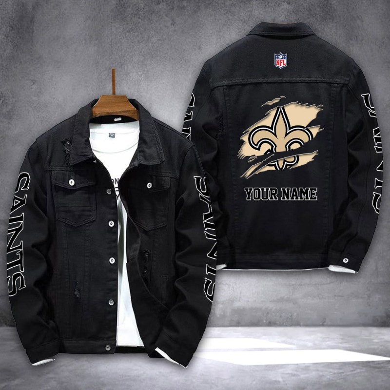 New Orleans Saints Denim Jacket Back View