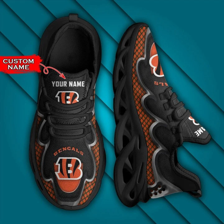 Cincinnati Bengals Personalized Yezy Running Sneakers Close-Up