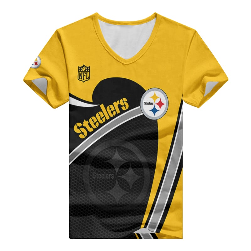 Pittsburgh Steelers V-neck Women T-shirt - Side View