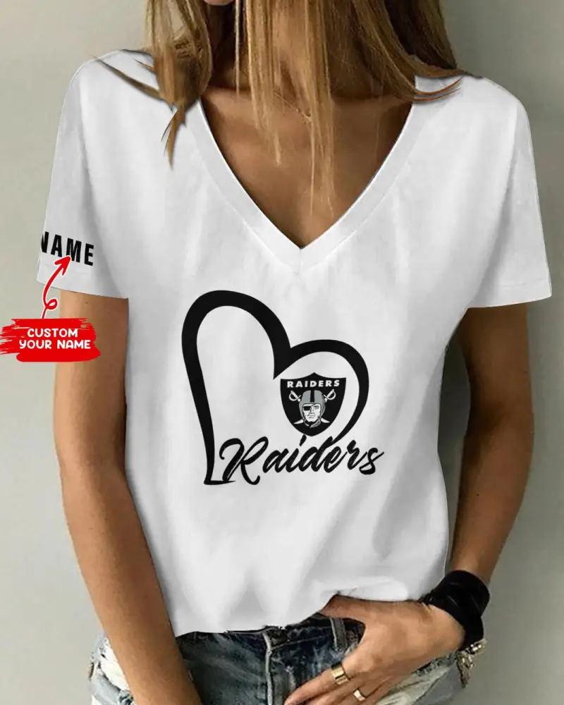 Las Vegas Raiders Personalized V-neck Women T-shirt