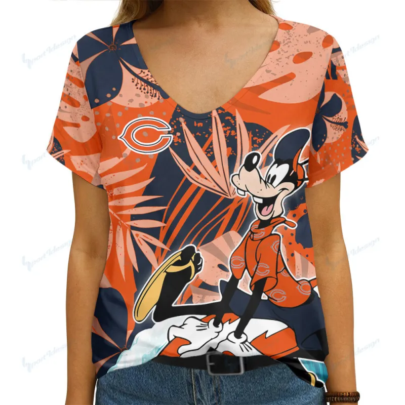 Chicago Bears Summer V-neck Women's T-shirt Front View