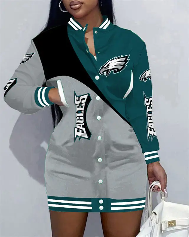 Philadelphia Eagles Women's Button Down Jacket Dress