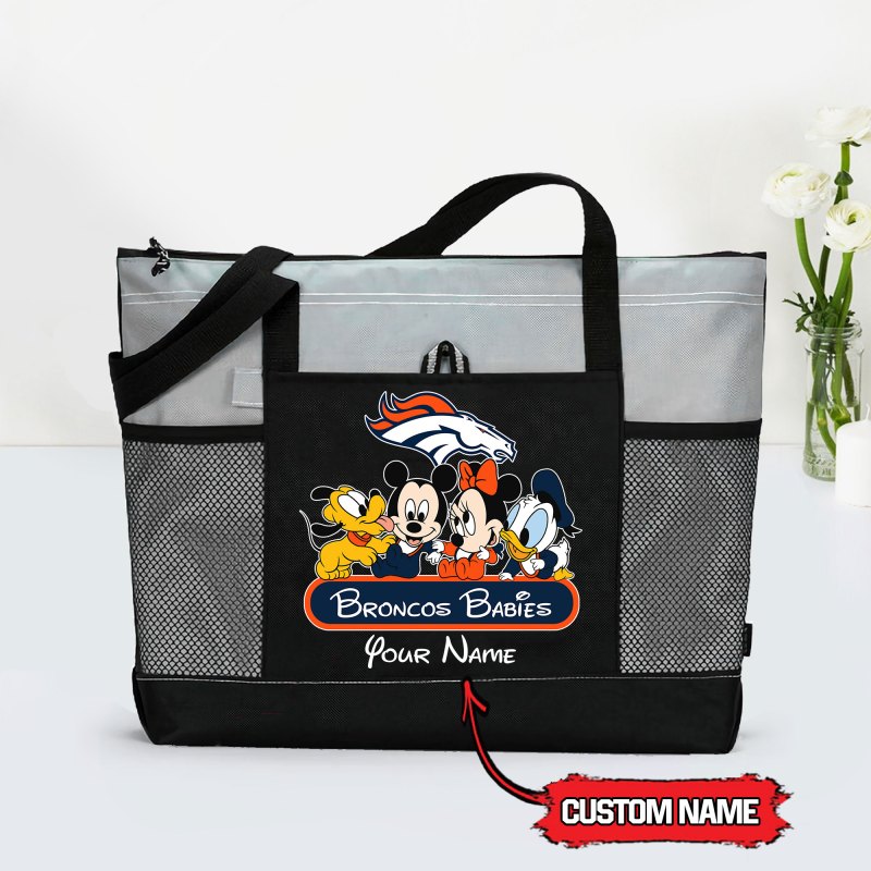 Denver Broncos Personalized Babies Tote Bag Grey