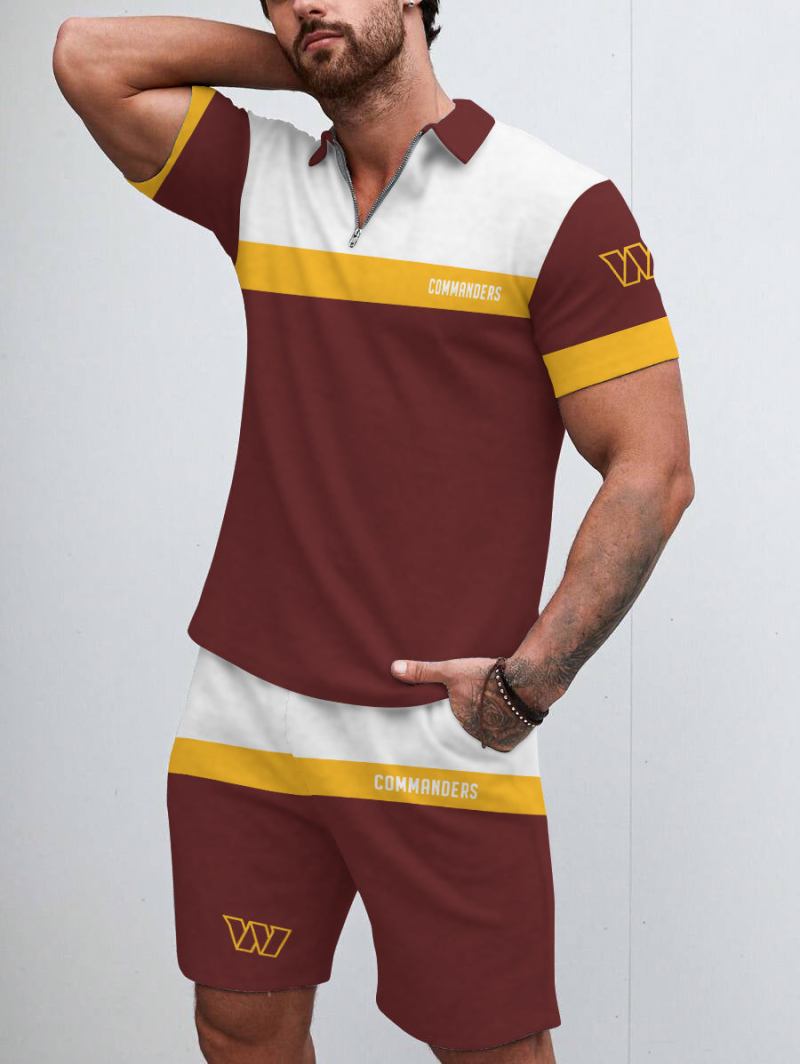 Washington Commanders ZIP Polo Shirt and Shorts