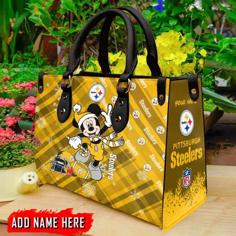 Pittsburgh Steelers Christmas Leather Hand Bag - Image 1