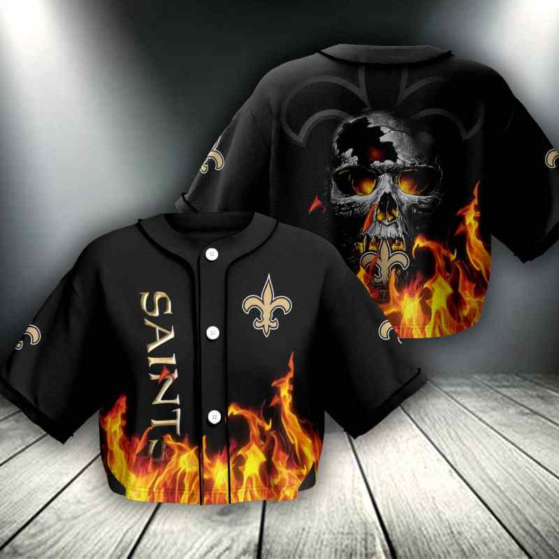 New Orleans Saints Crop Top Baseball Jersey