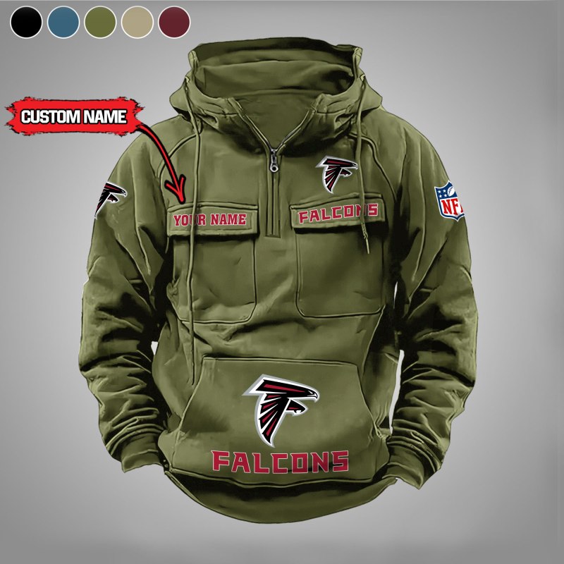 Atlanta Falcons Multi-Pockets Zip Hoodie in Green