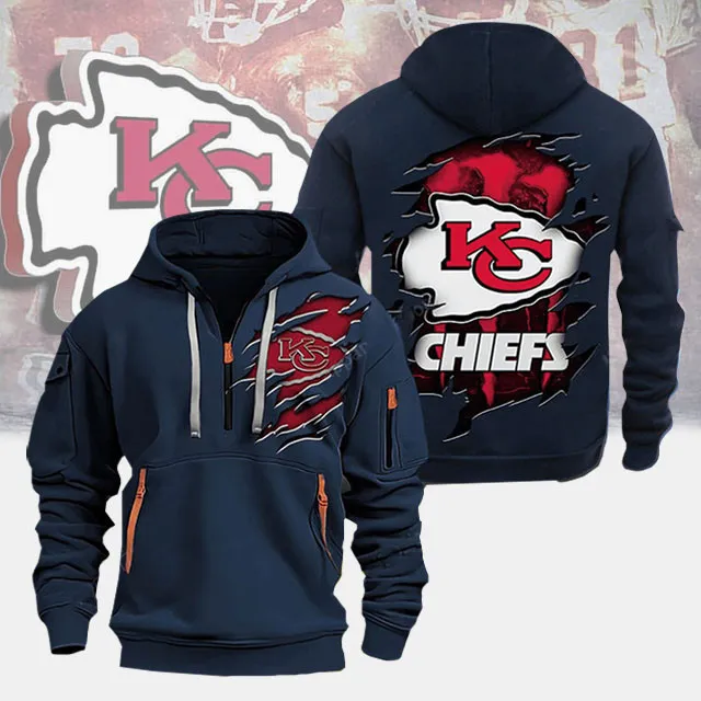 Kansas City Chiefs Quarter Zip Hoodie - Back View