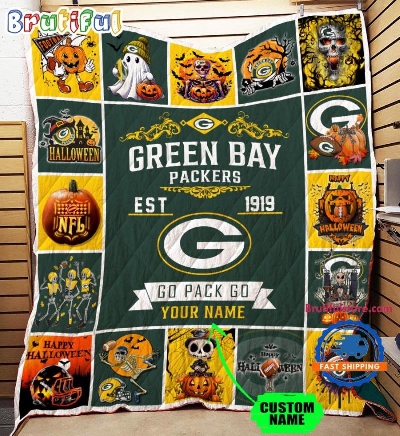 Green Bay Packers Special Pumpkin Halloween Quilt Blanket